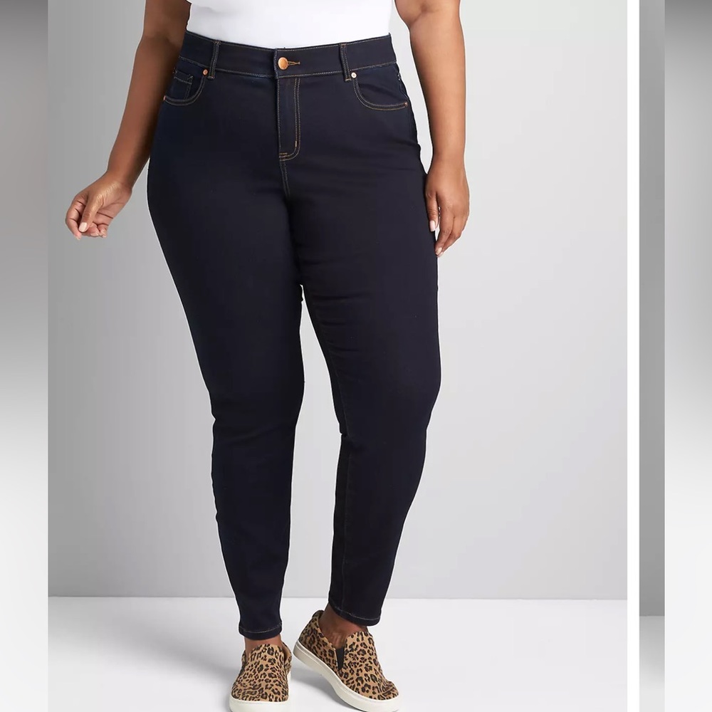 Lane Bryant Curvy High Rise Skinny- Rinse Wash 18